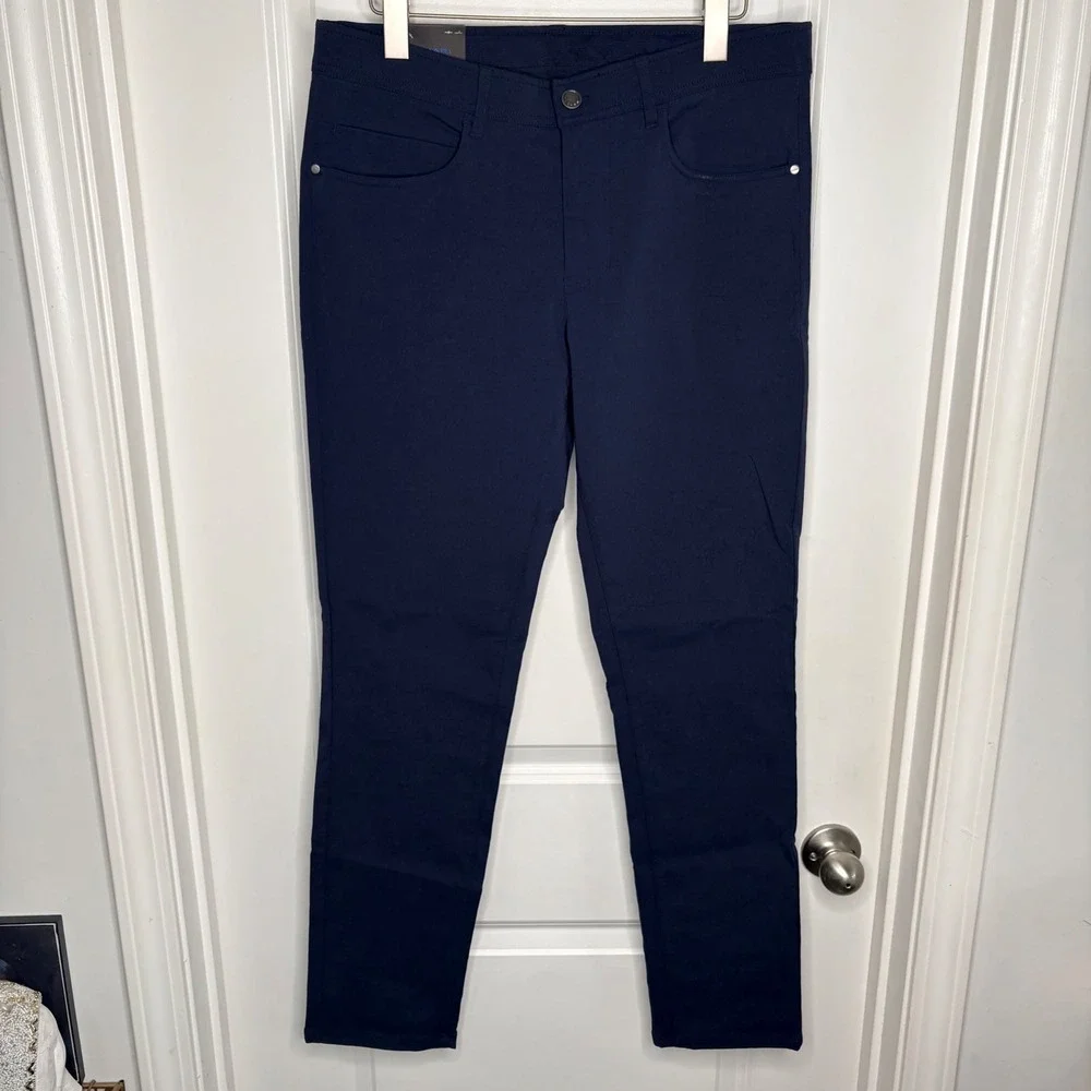 Tahari Every Wear Tech Pant Mens 32x32 Navy Straight Fit Flexible Waist Golf NEW